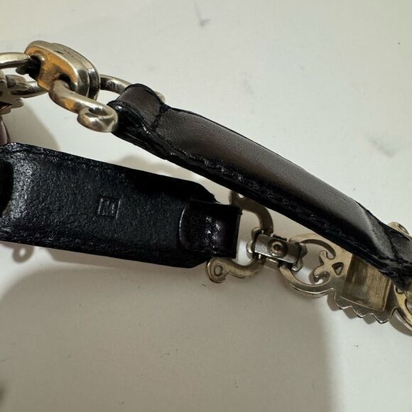 Fossil Chain and black  Leather Belt Medium - Picture 3 of 5